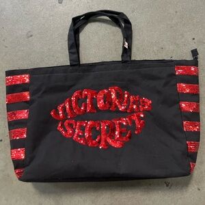 Victoria's Secret Black and Red Sequin Tote Bag